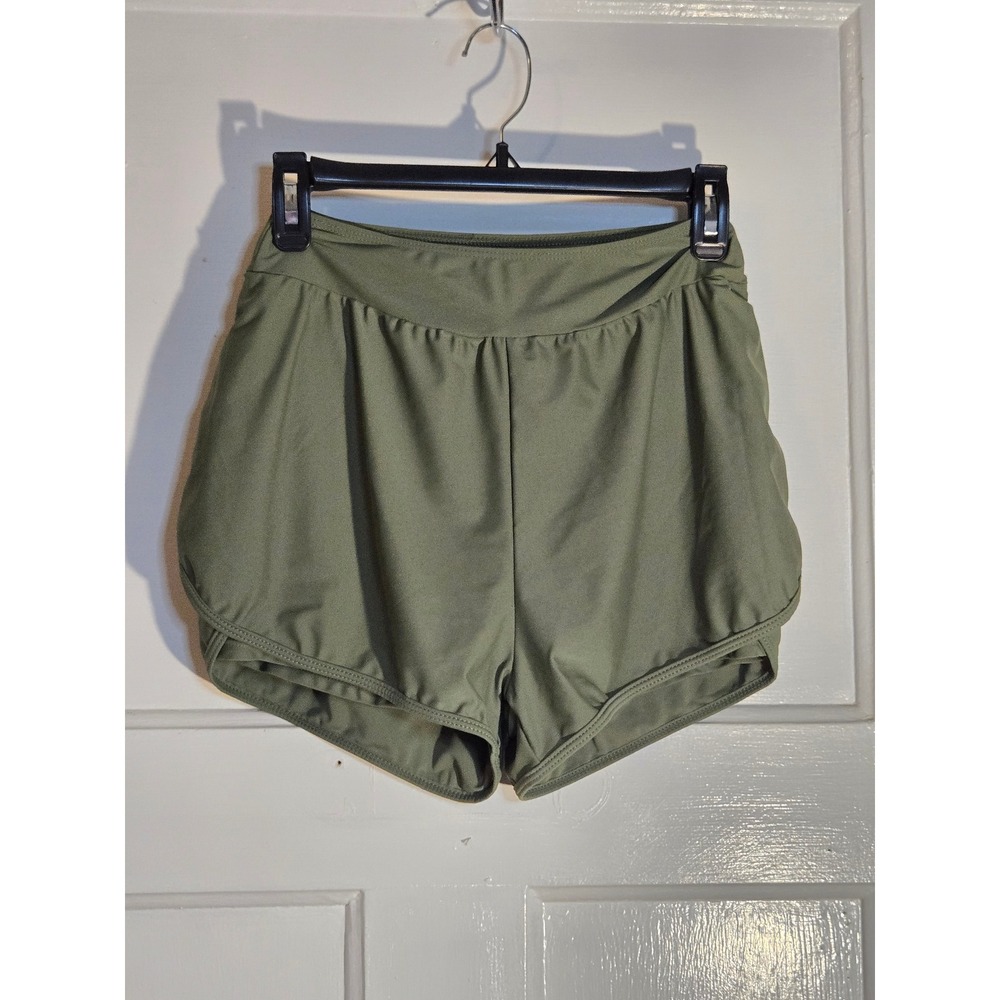 Olive Green Double Layer Athletic Running Shorts with Liner Size Small